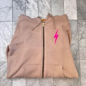 Aviator Nation Tan Hoodie with Pink Accents